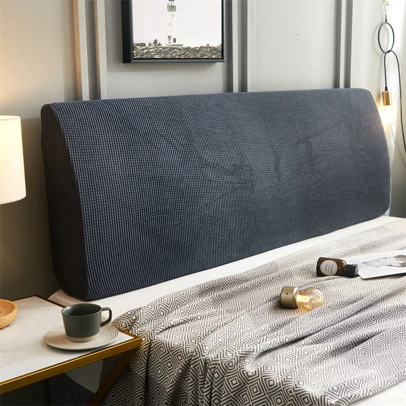 Funda protectora elástica para cabecero de cama, cubierta antipolvo lavable, color gris oscuro, decoración sólida para cabecero de cama doble