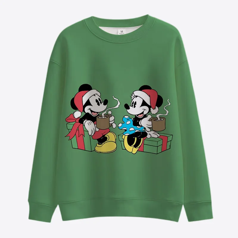 New Y2K Merry Christmas Disney Mickey and Minnie Fall Harajuku Crew Neck Casual Women\'s Long Sleeve Sweatshirt Ladies Top 2022