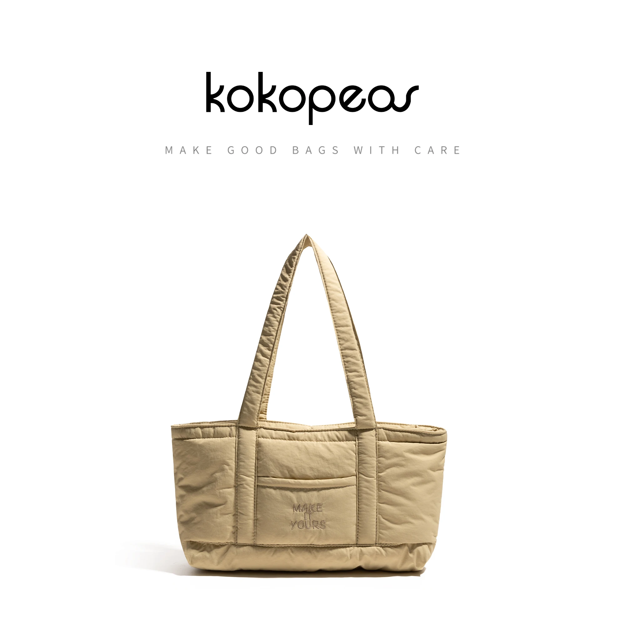 

KOKOPEAS Korean Style Solid Color Underarm Shoulder Shopping For Women Padded Down Fluffy Simple Casual Ladies Tote Handbag