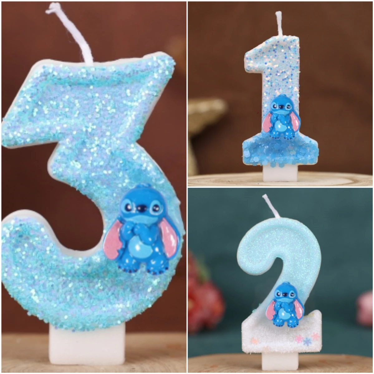 جديد أنيمي ليلو وستيتش 0-9 عدد شمعة لطيف ثلاثية الأبعاد Kawaii غرزة شخصية كرتونية كعكة حفلة المكونات في كعكة عيد ميلاد الديكور