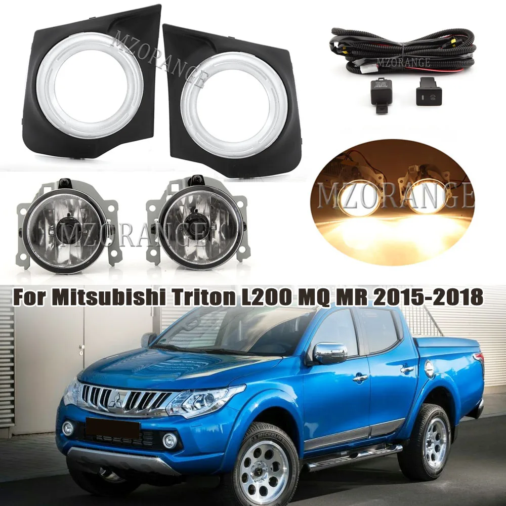 

Front Bumper Fog Light Cover For Mitsubishi L200 Triton MQ MR 2015 2016 2017 2018 Headlights Bezel Fog Lamp Frame Grille Housing