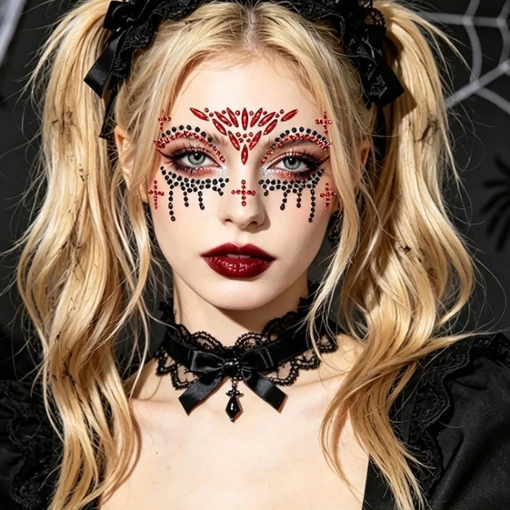 3D Face Eye Jewels Sticker Makeup DIY Crystal Tattoo Sticker Self Adhesive Waterproof Face Gem Sticker Halloween Party