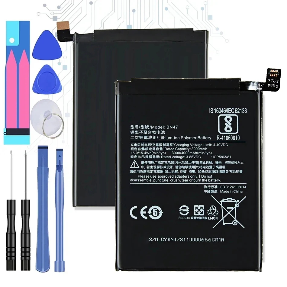 Phone Battery BN47 For Xiaomi Redmi 6 Pro Mi A2 Lite High Quality 4000Mah Replacement Batteries