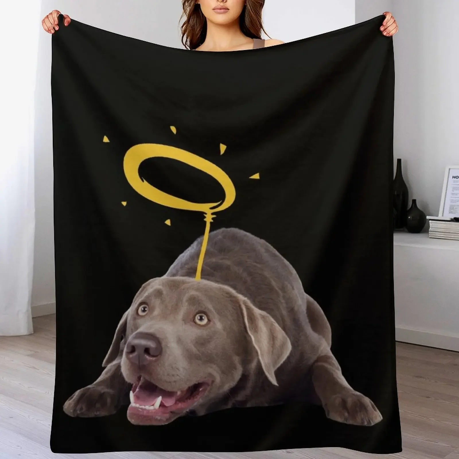 

Angel Silver Lab Puppy National Dog Mom Day Throw Blanket Loose Flannel Blankets