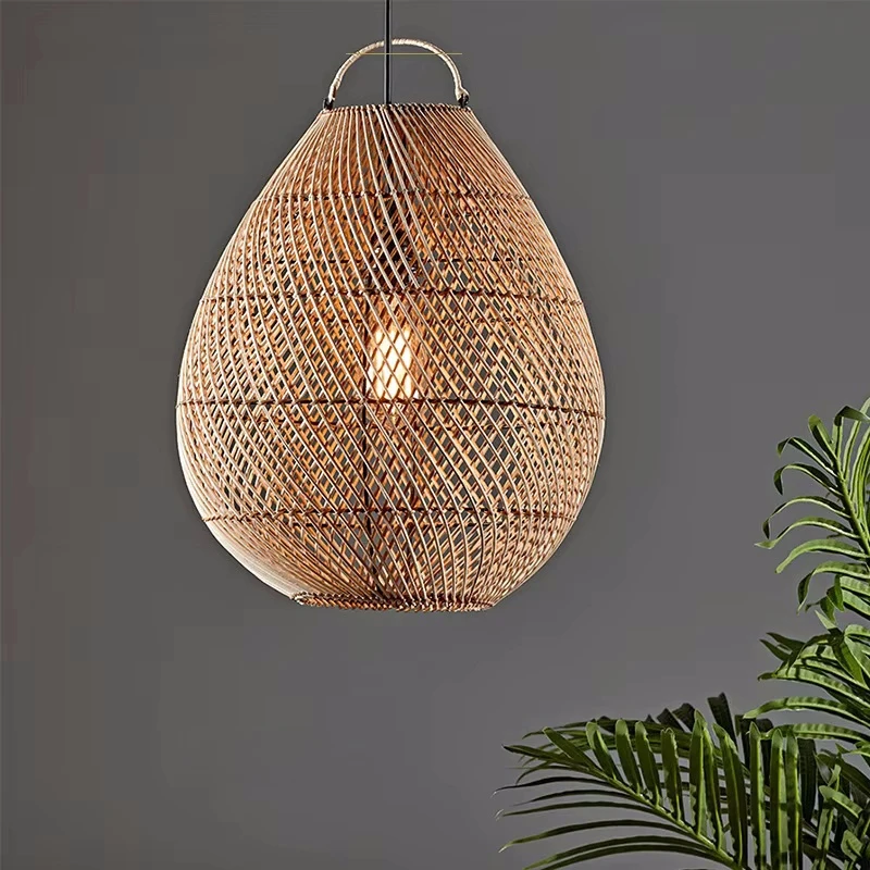 

Retro Rattan Pendant Light Hand-Woven Hanging Basket Lamp for Restaurant Homestay Loft Hanging Lamp Luminaire Fixture Decorative