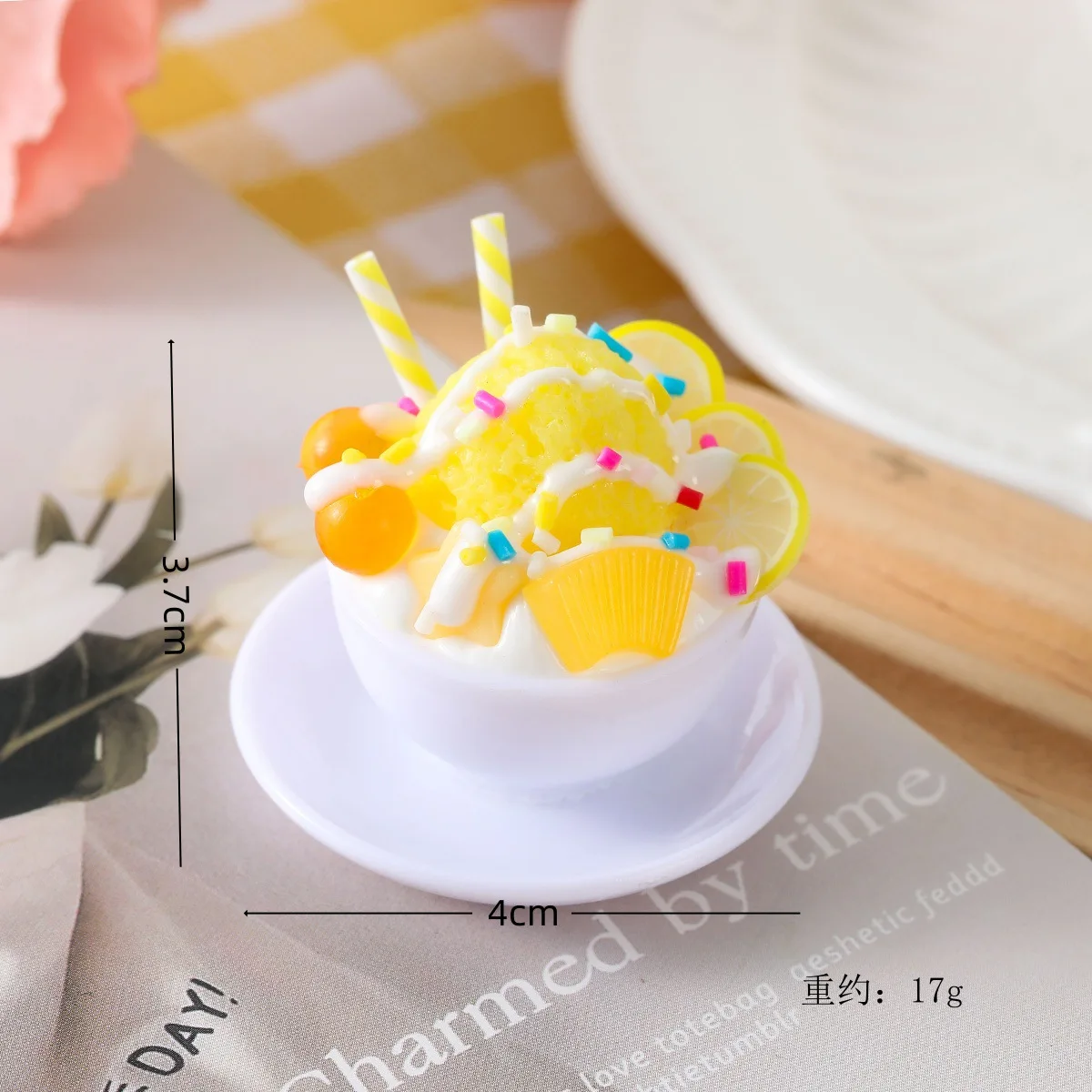 Simulatie IJs Dessert Maken DIY Lijm Cake Handgemaakt Mini Voedsel Miniatuur Fruit Ornamenten Model 2st/lot