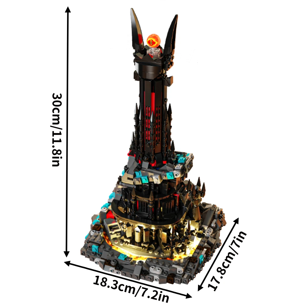 Lord Dark Tower Bauset, Magic Castle Bausteine-Set, Schlossarchitektursteine mit LED-Leuchten, Sammlungsgeschenk