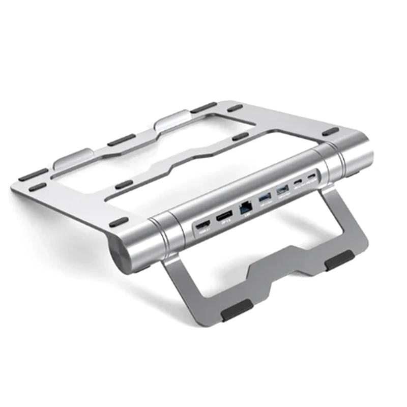 

1 Piece Aluminum Alloy Type-C Docking Station HDMI4K Ethernet PD100W Laptop Stand Silver