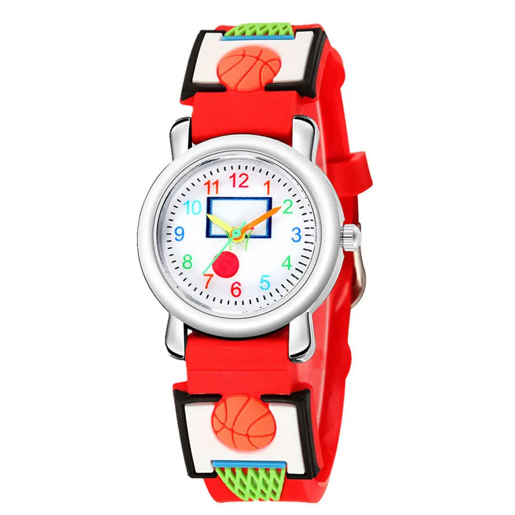 1Pcs Kids Watch 3D Cartoon Lovely Basketball Design Comfortable Strap Child Gift Girls Boys Age 3 12 Quartz Wristwatch Fashion
