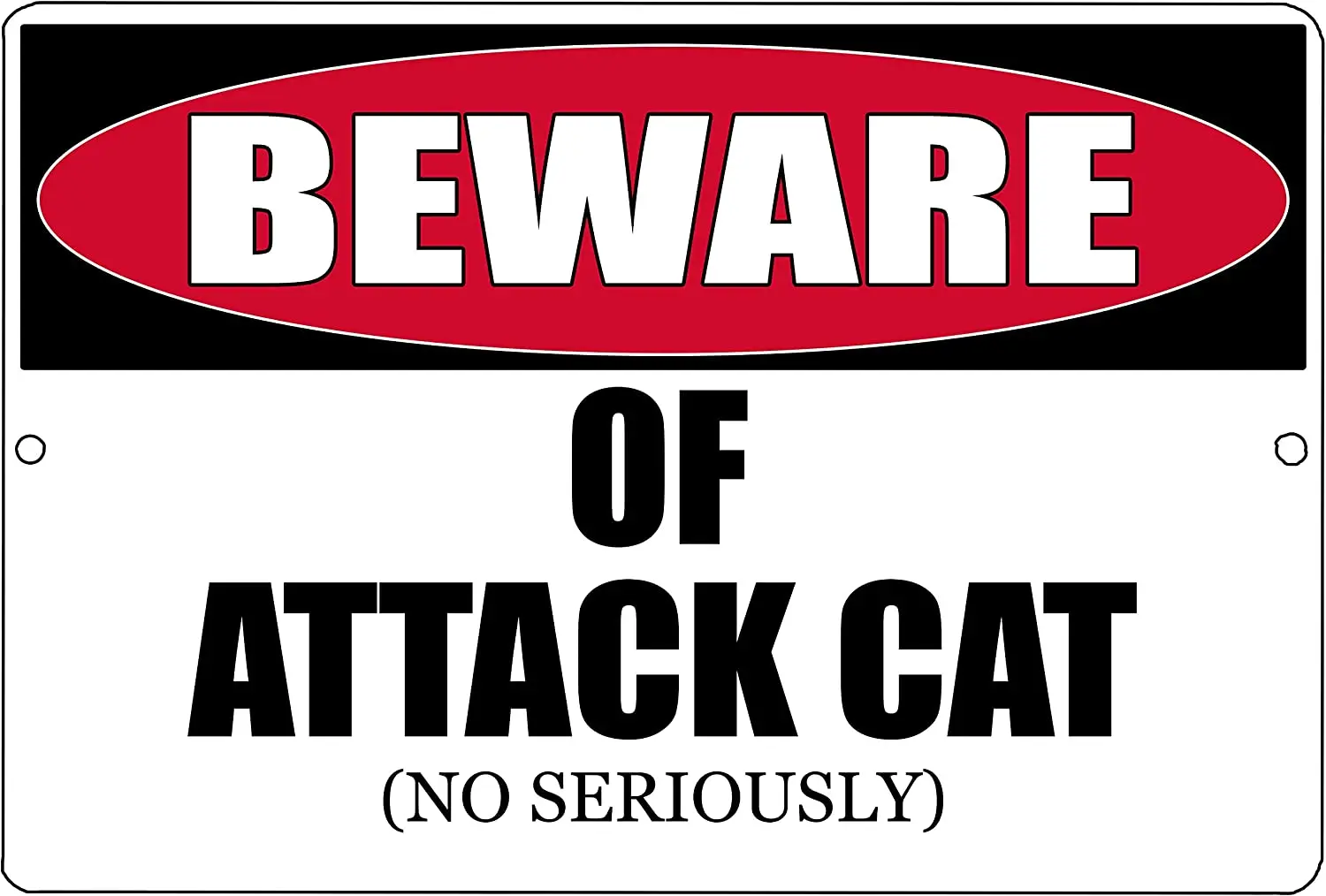 Rogue River Tactical Funny Beware of Attack Cat Metal Tin Sign Kitten Kitchen Wall Decor Warning Sign