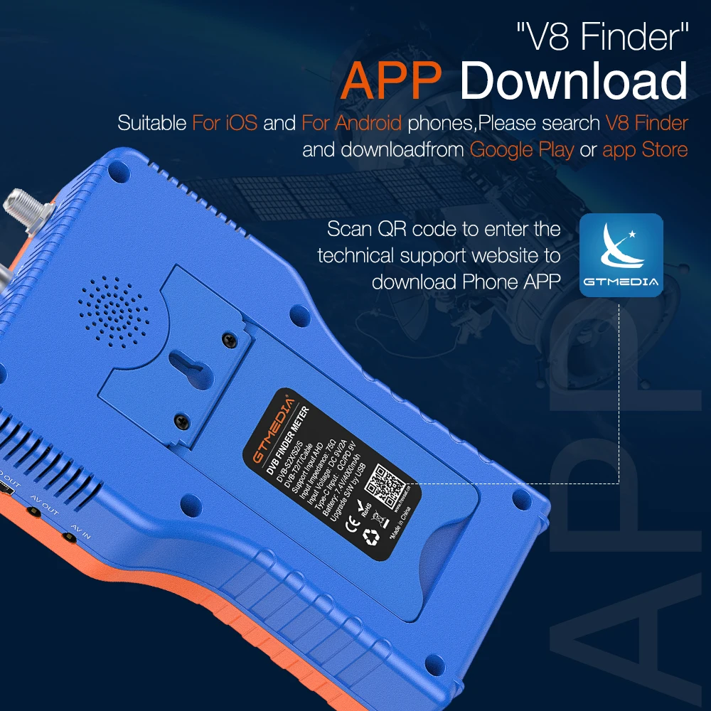 New GTMEDIA V8 Finder Pro Satellite Signal Finder DVB-S2X/S2/S/T2/T/C/ATSC-C H.265 Auto Calculate Angle of AZ,EL Support ACM APP