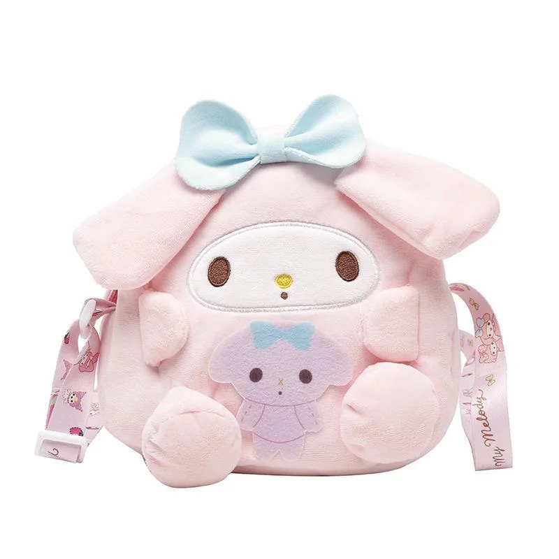 Sanrio Plush Bag Kawaii Cinnamoroll Handbag Tote Plushie Shoulder Messenger Bags Kuromi Hello Kitty Stuffed Makeup Backpack Gift