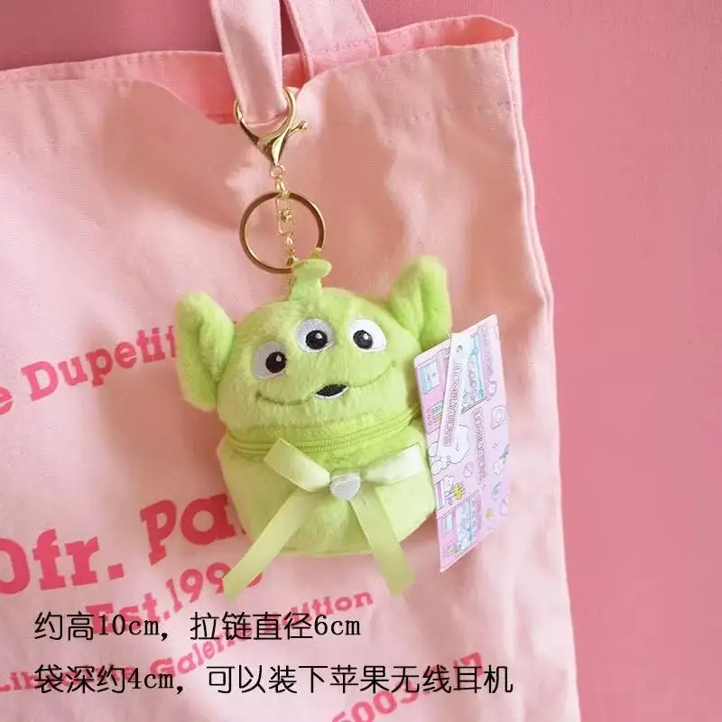 Toy Story Alien-funda abatible de felpa suave para auriculares, monedero de doble capa con cremallera, almacenamiento de joyería, regalo de Navidad para niña, 10Cm