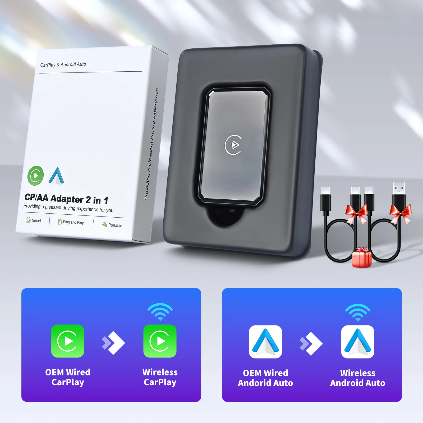 X-YUNS 2025 NEW 2in1 Wireless Carplay Android Auto Adapter Smart Mini Box WIFI BT Dongle Auto Connect For Most Vehicle Models - Image 6