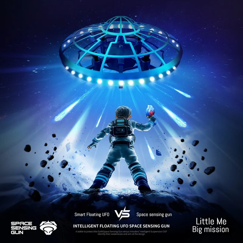 Inductie Vliegende Schotel Drone Obstakel vermijden Quadcopter Helikopter met LED-verlichting Handbediening Gebaarsensor RC-vliegtuigen