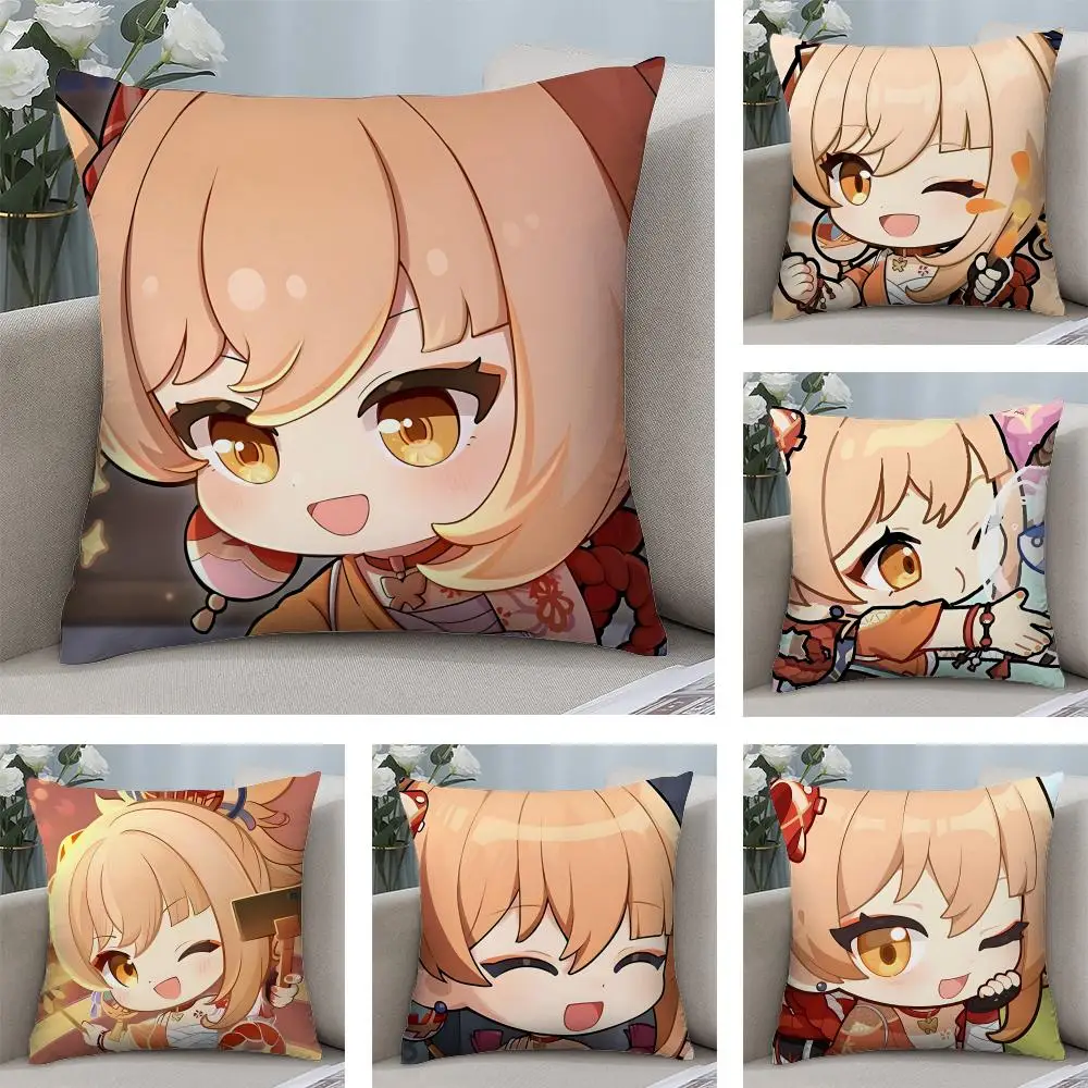 

Yoimiya Cute Genshin Game Cushion Cover Square Pillow Bedroom Sofa Leisure Comfort Living Room Home Decoration 40X40