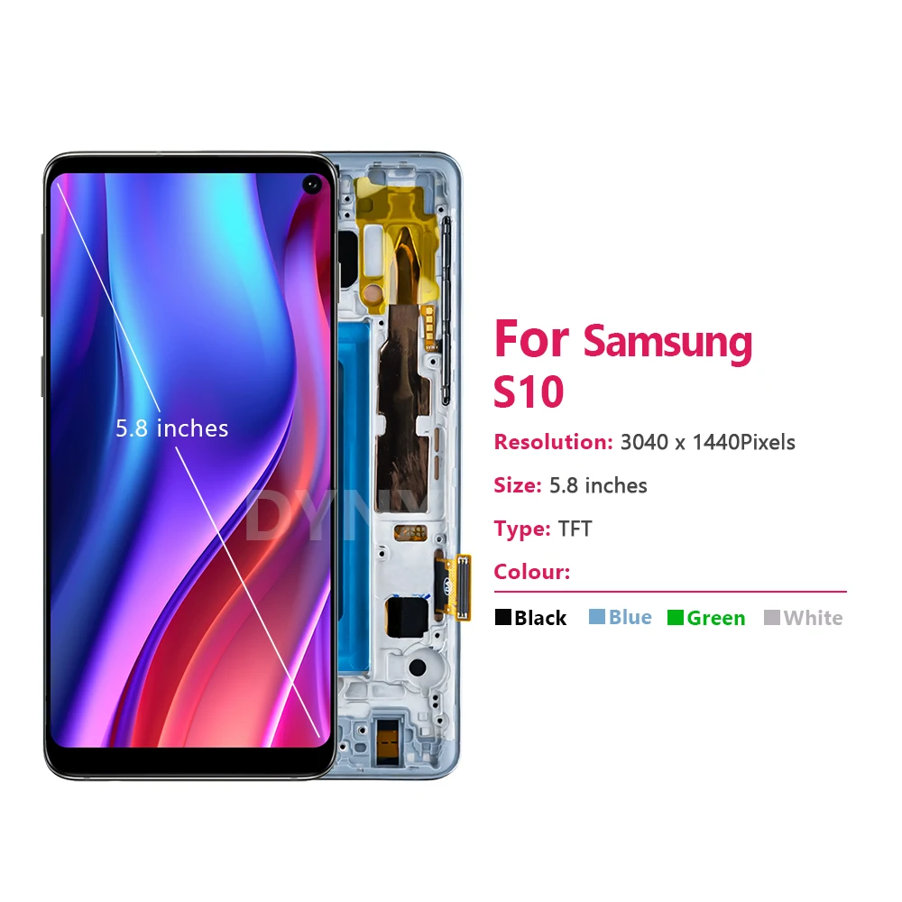 TFT S10+ Screen Replacement For Samsung Galaxy S10 Plus G975F Lcd Display Digital Touch Screen with Frame For Samsung S10 G973F