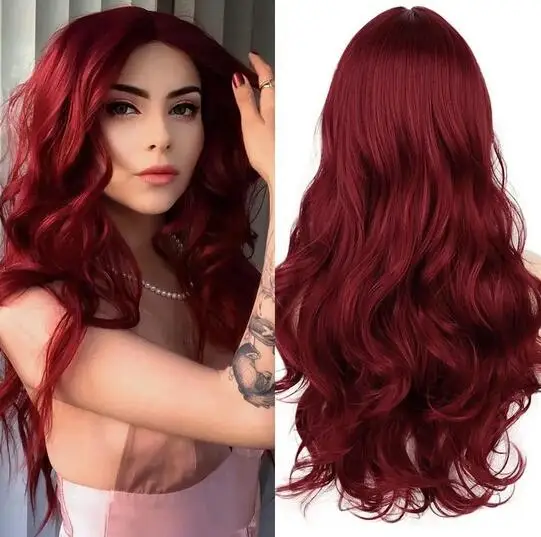 

Wig women's center split natural large wave curly hair daily cosplay high-temperature silk headwear