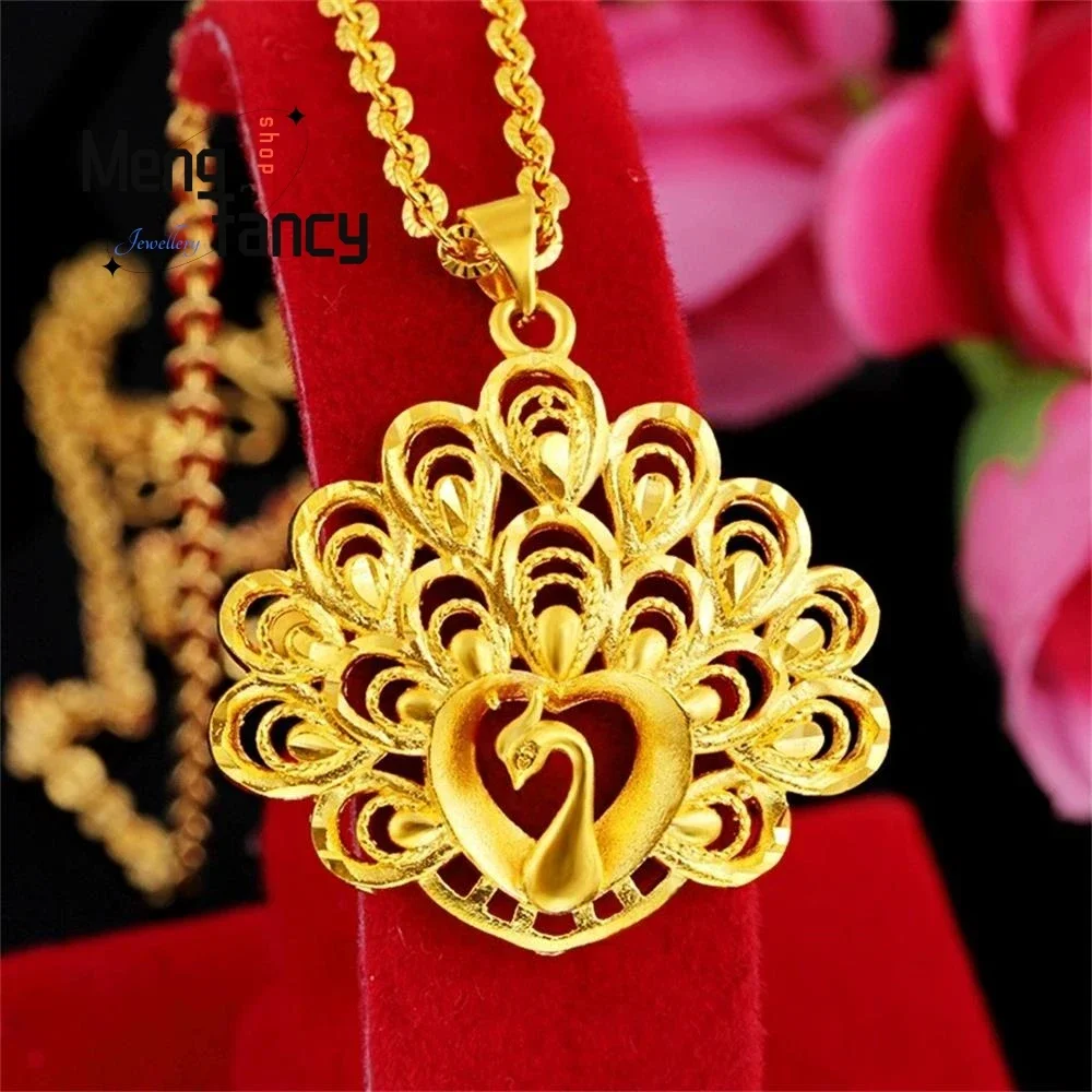 

Vietnamese Sand Gold Peacock Pendant Charms Fashion Men Women Necklace Wedding Souvenir Fine Jewelry Luxury Amulet Holiday Gifts