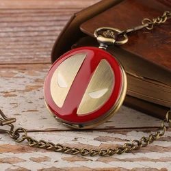Montre de poche à quartz Marvel Deadpool pour enfants, figurines d'action, bronze antique, dessin animé, film d'anime, collection d'horloge, collier pour garçons