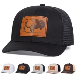 Unisex Yak Leather Label Baseball Net Caps Spring and Summer Outdoor Adjustable Casual Hats Sunscreen Hat