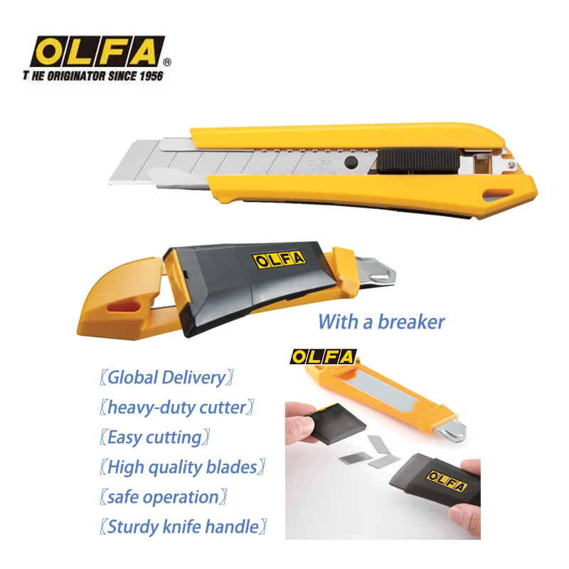 

Japan OLFA 2-in-1 DL-1 2-in-1 Stationery Knife Automatic Safety Lock With Breaker Blade Storage Box 18mm Heavy Duty Utility Knife Applicable to: Wallpaper, Paper Cutting, Unpacking, Cloth, Plastic Industrial Knife