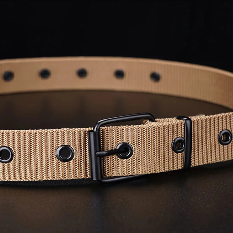 Herren Gürtel Mode Casual Nieten-Gürtel Canvas Nylon Gurtband Taktischer Gürtel Hochwertige Sport-Gürtelband Taillengürtel BF01 – Detail 11