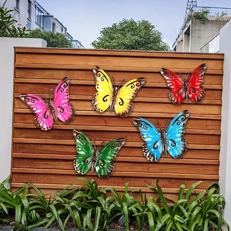 5Pcs Colorful Metal Butterfly Wall Decor Anti-Fade Hanging Art Crafts for Indoor Outdoor Yard Garden Home Decoration