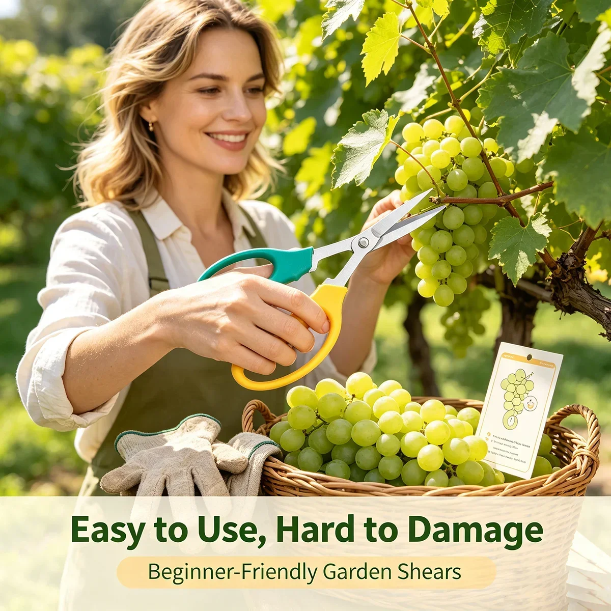 Heavy Duty Curved Blade Pruning Shears For Garden Fruits Grapes Multi Purpose Gardening Scissors With Comfort Soft Grips