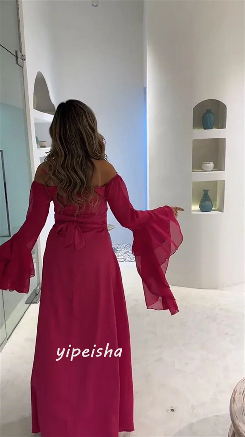 Customized Prom Gown Evening Draped Ruffles Pleat Cocktail Party A-line Halter Exquisite High Quality Occasion Gowns Long Dress