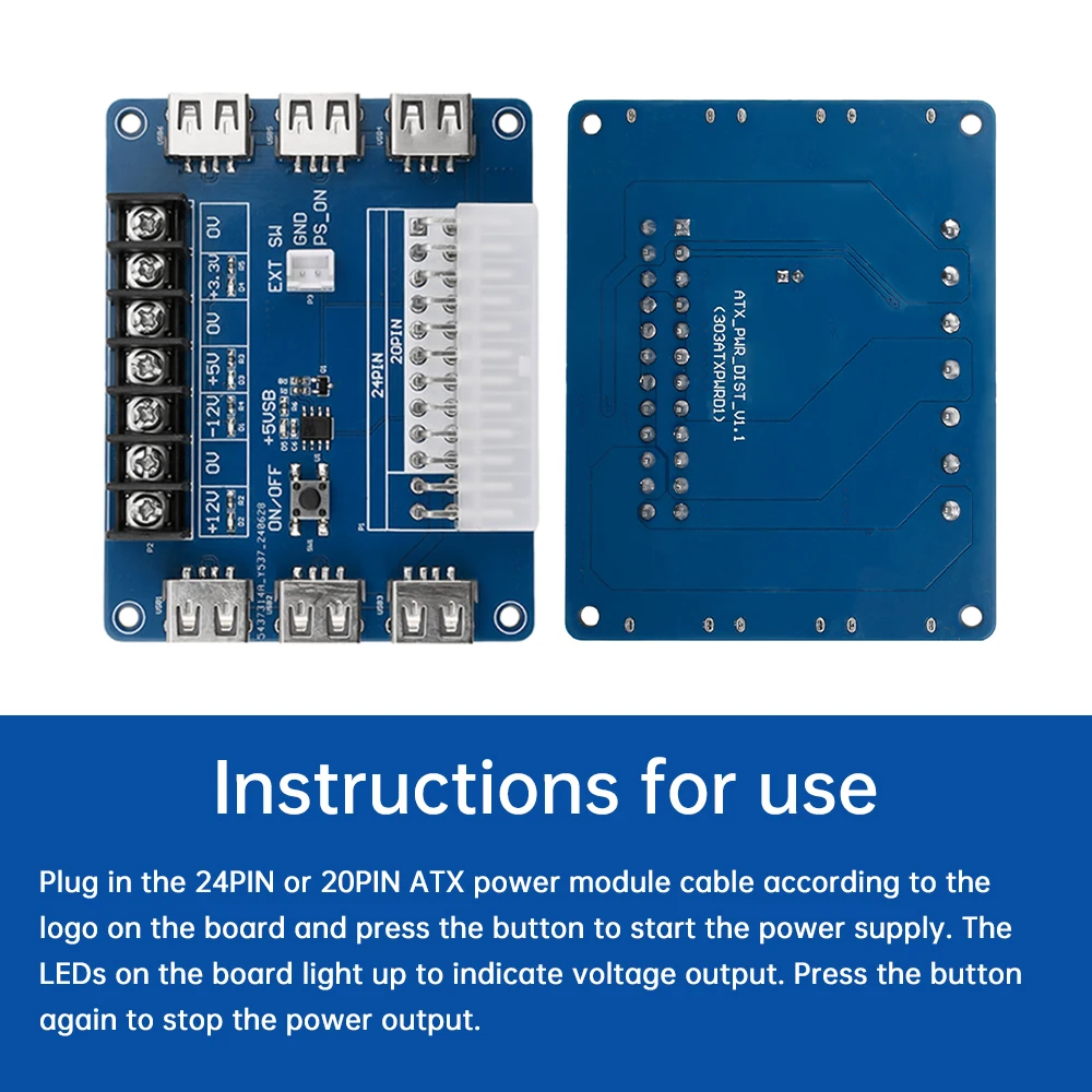 20/24-pinowy zasilacz ATX Breakout Board USB Charging Desktop Chassis Power Adapter Board