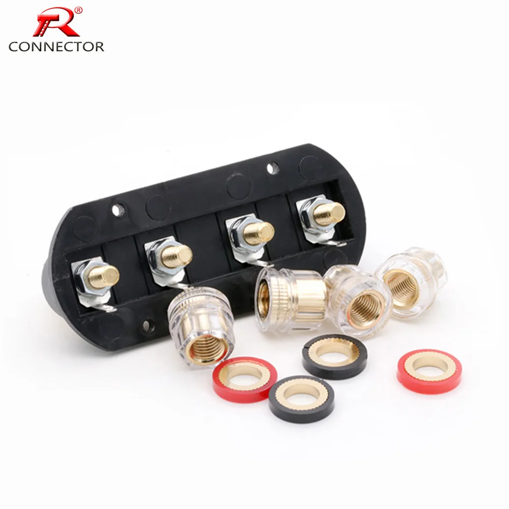 8set Panel Mount Brass Binding Post Speaker stage amplifier Output four-position terminal Speaker accessories Wiring board