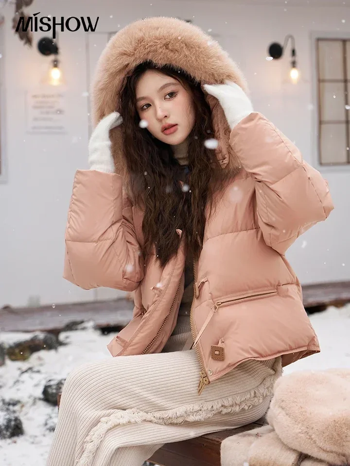 MISHOW Women's Winter Fur Collar Down Jacket 2024