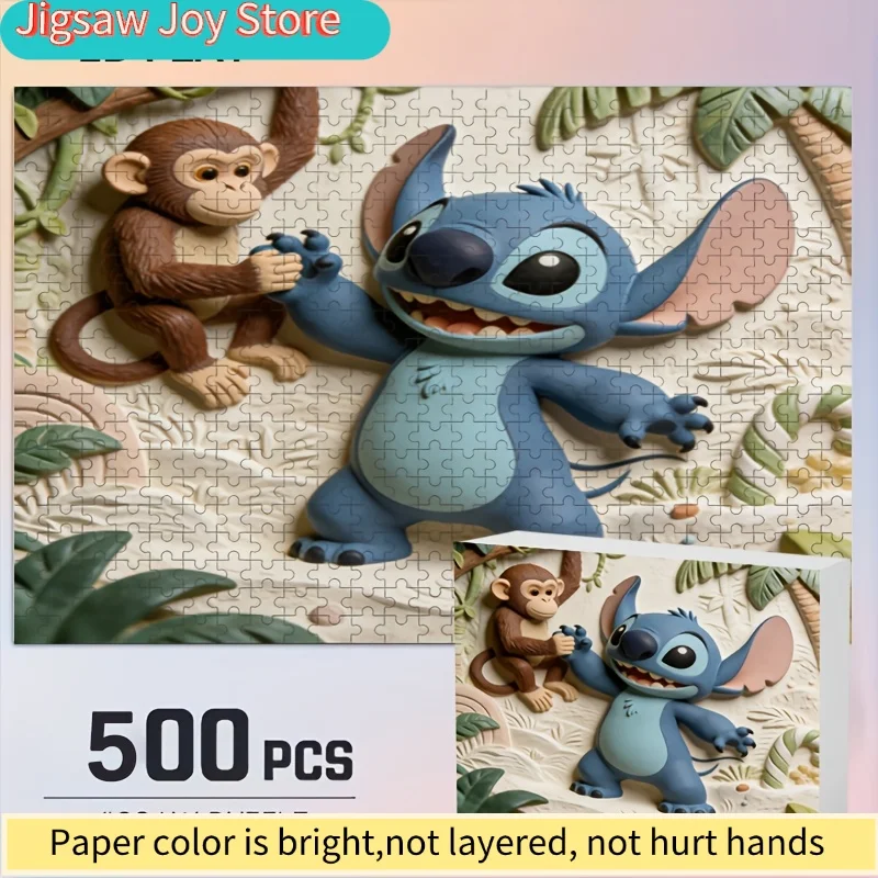 

Disney Disney Stitch and Mickey Home Decor Print | 2D Flat Jigsaw Puzzle, Ideal for Adult Brain Teasers, Family Game Nights, C