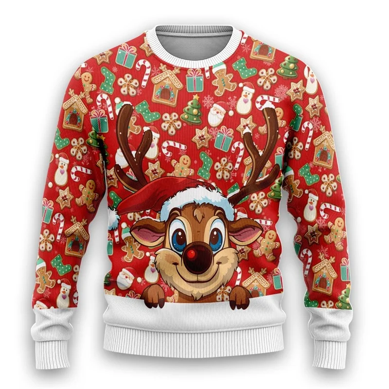 Kawaii الزنجبيل رجل الجرافيك بلوزات الكرتون كوكي القبيح عيد الميلاد سترة مضحك مضحك الهدايا البلوفرات للجنسين رياضية