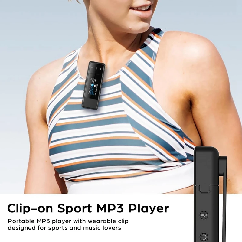 2-In-1 Type C & USB Bluetooth 5.3 MP3 Player Portable Sports Clip-On Music Player Lossless Sound Music MP4 Player-64G