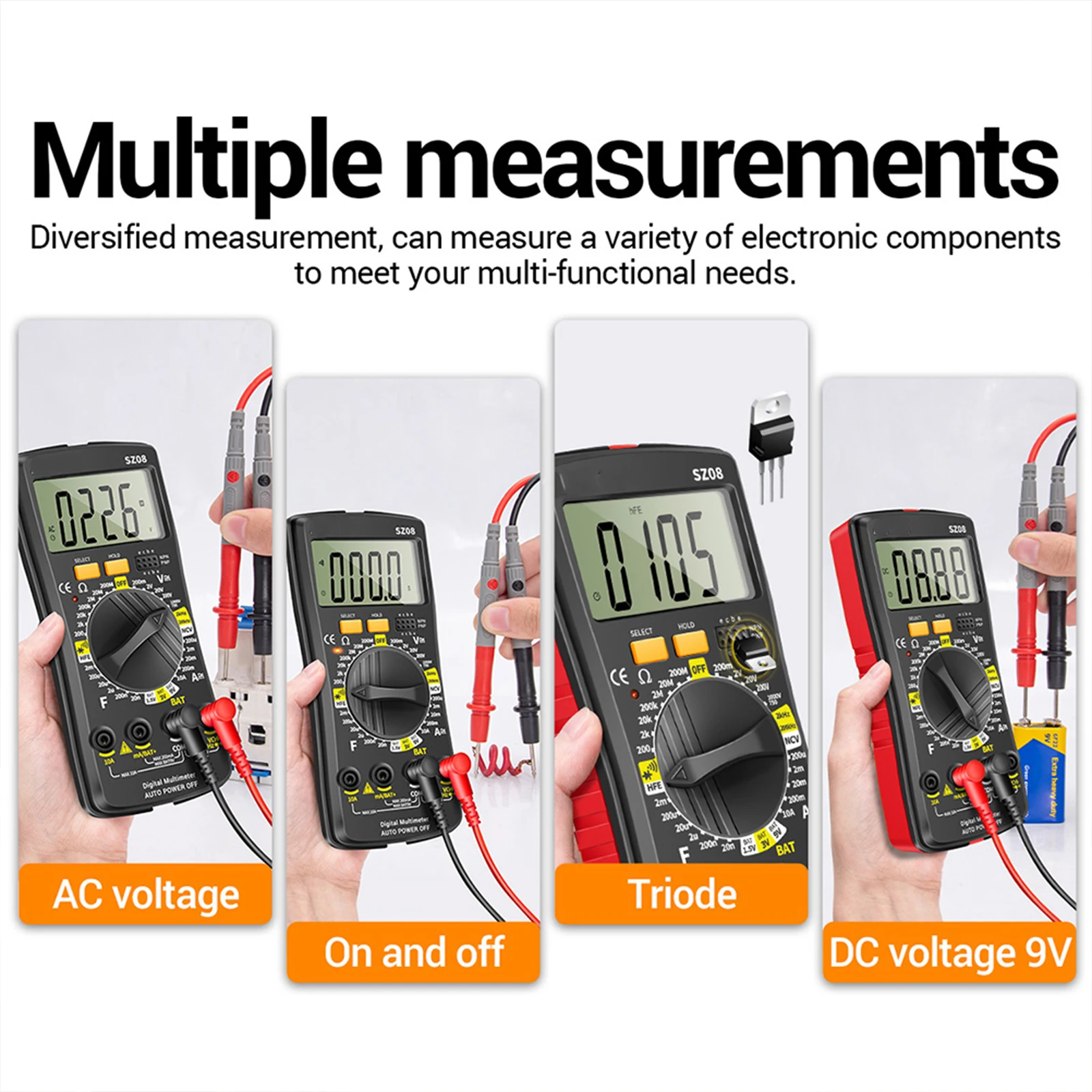 

Digital Multimeter Electrical Repair Tool Voltmeter Tester Handheld Fine Workmanship Safe Operation Automotive