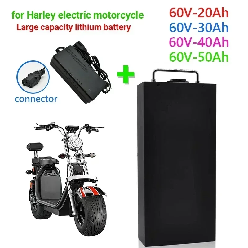 Harley Electric Car Lithium Battery 18650 Battery 60V 50Ah for Two Wheel Foldable Citycoco Electric Scooter Bicycle With charger