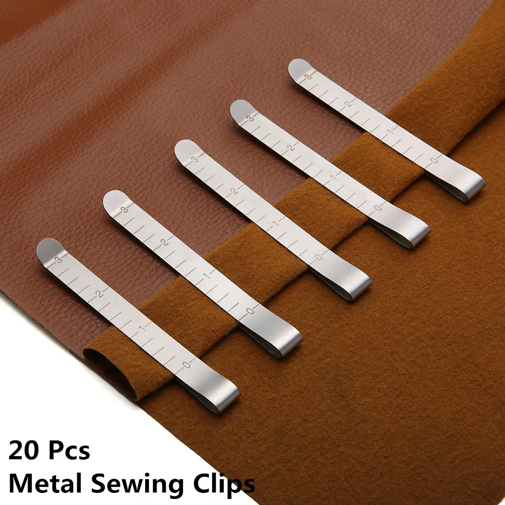 

20 pcs Sewing Clips Hem Ruler Metal 3Inches Measurement Pinning Marking Quilting Supplies Stainless Steel AntiRust