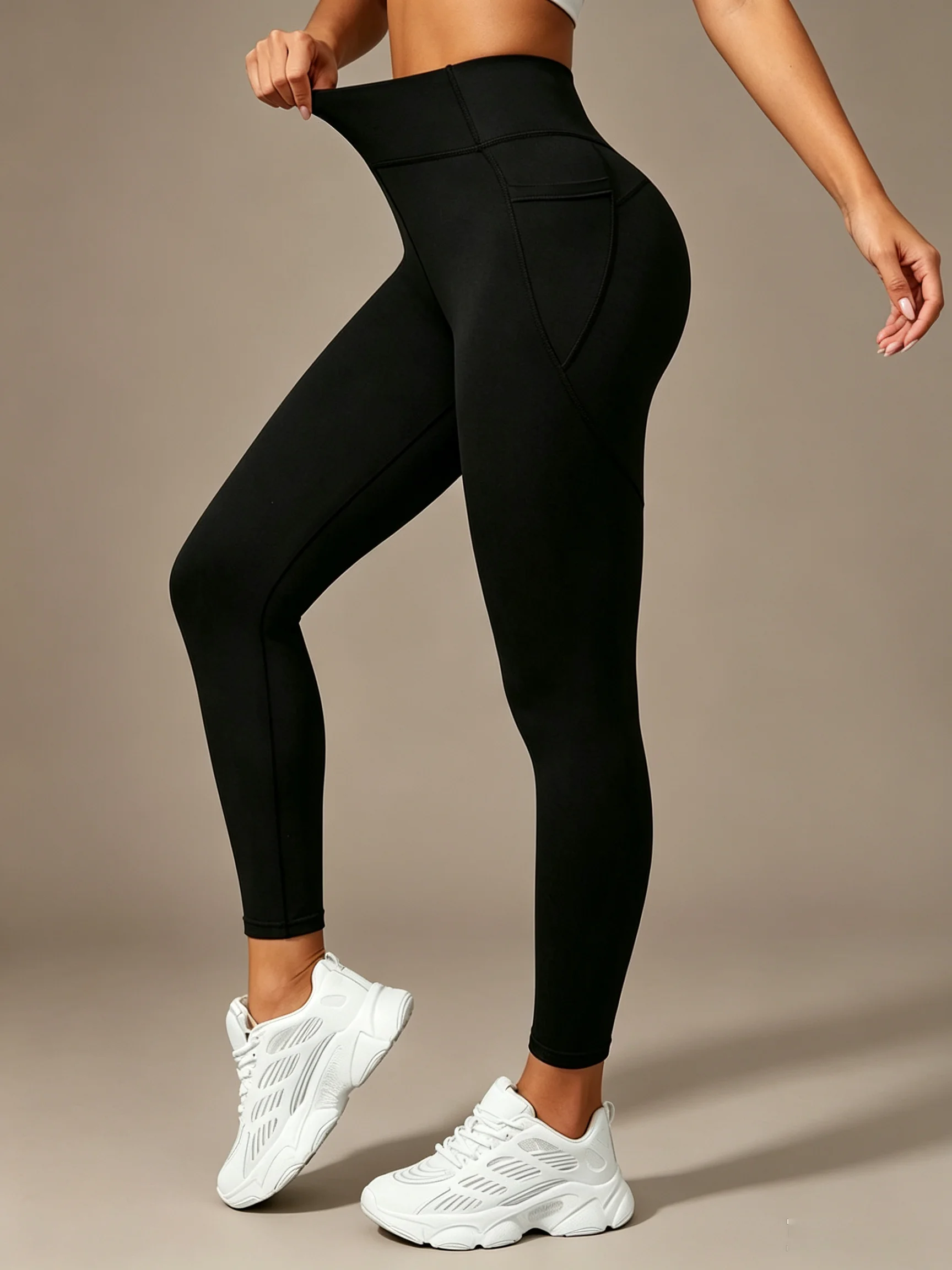 Women's Yoga Pants High Waist Hip Lifting Leggings, Tummy Control Fitness Quick Drying Pants with Pockets Outdoor Sports Pants