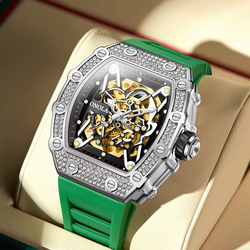 ONOLA-Montre de Luxe en Diamant pour Homme, Mécanique existent, Étanche, Nouvelle Collection