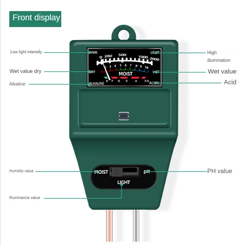 التربة مقياس درجة الحموضة تستر EC متر للتربة PH TDS CF ضوء الشمس الرطوبة الرطوبة حديقة درجة الحرارة مستشعر رطوبة التربة اختياري