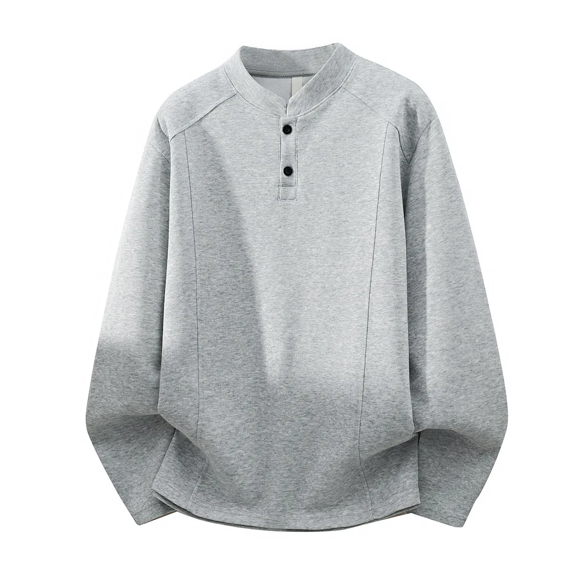 

Heavy Henry Collar Sweater Men's Spring 2026 New Loose Deconstruction Long-sleeved T-shirt Bottoming Shirt