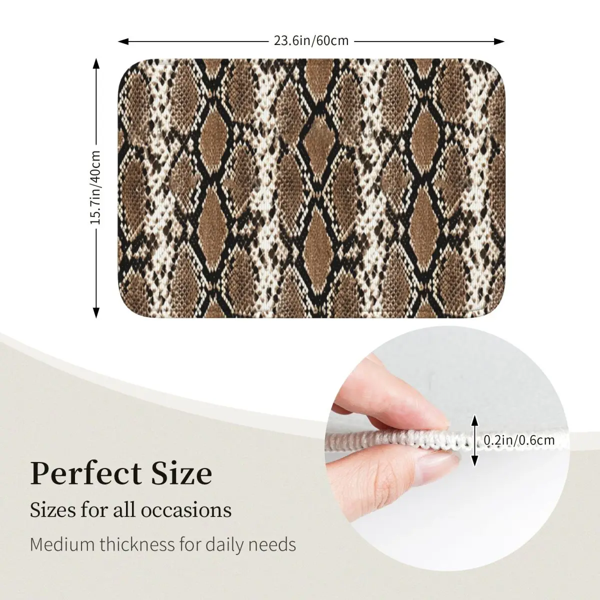 Python Skin, Snake Pattern Doormat Kitchen Entrance Home Floor Mat Non-slip Carpet Rug for Balcony Footpad Mats
