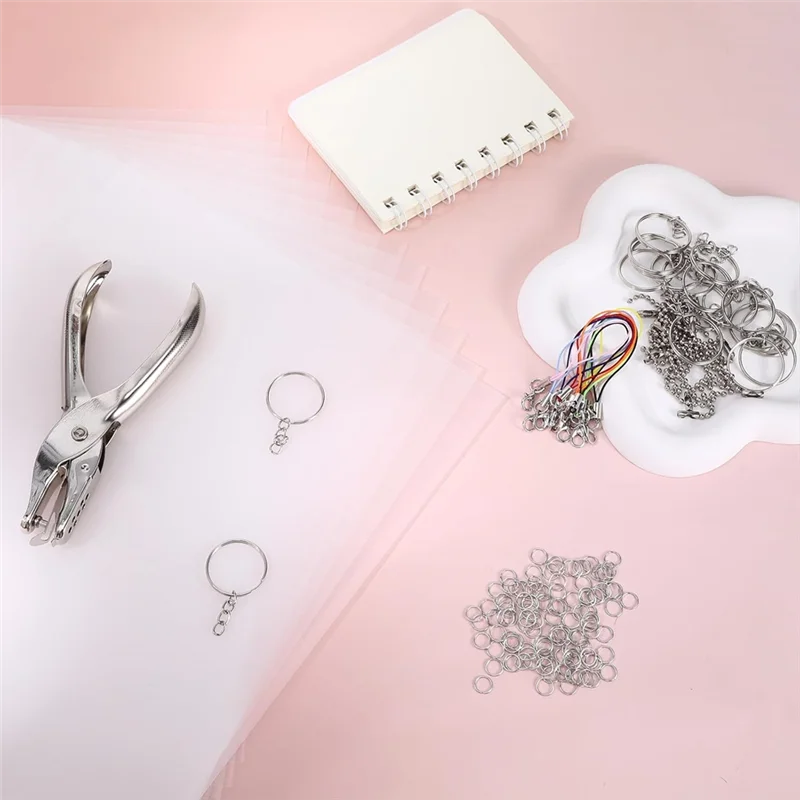 

ABUG-для отпечатков рук, набор брелков «сделай сам»,-25 шт., термоусадочные пластиковые листы с открытым железным кольцом, дырокол для маркировки