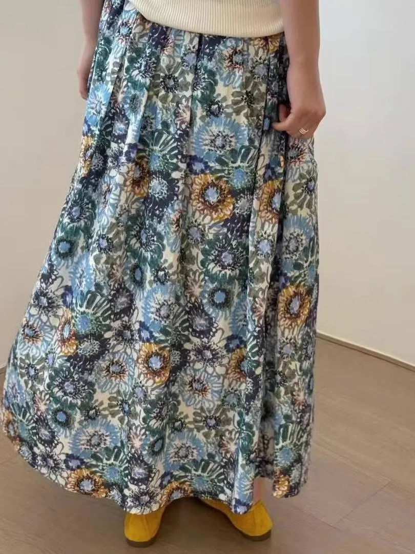 

Plus Size Summer 2025 New European Sle Women's Slim Fit Floral Print f Skirt Faionable Versatile High Waist Elastic Waist Dr