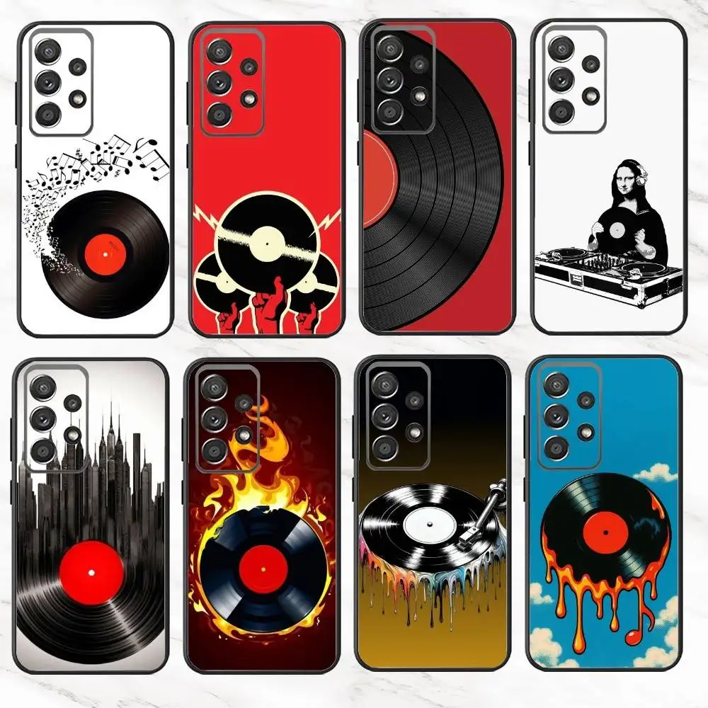 เคสโทรศัพท์ลายแผ่นเสียงไวนิล V-Vinyl สำหรับ Samsung S25,S24,S21,S22,S23,S30,Ultra,S20,Plus,Fe,Note,10,9,5G สีดำ