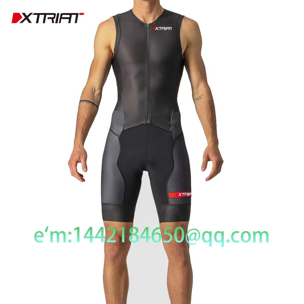 Xtriat triathlon correndo bicicleta ciclismo conjunto de macacão dos homens skinsuit ciclismo sem mangas correndo skinsuit macacão