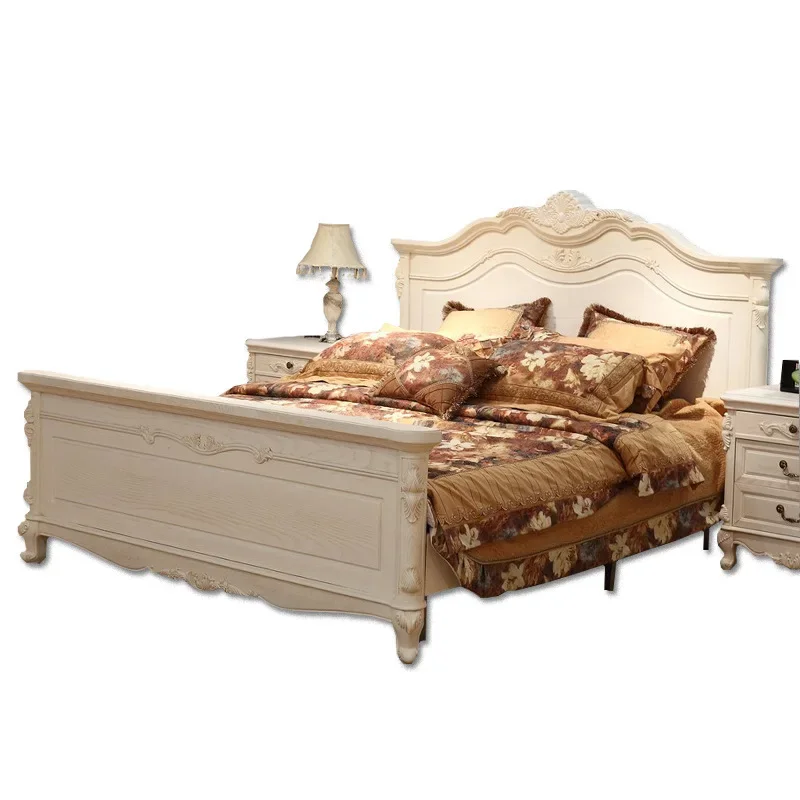 

American country solid wood bed European high-end retro carved princess bed 1.8 meters French court wedding bed