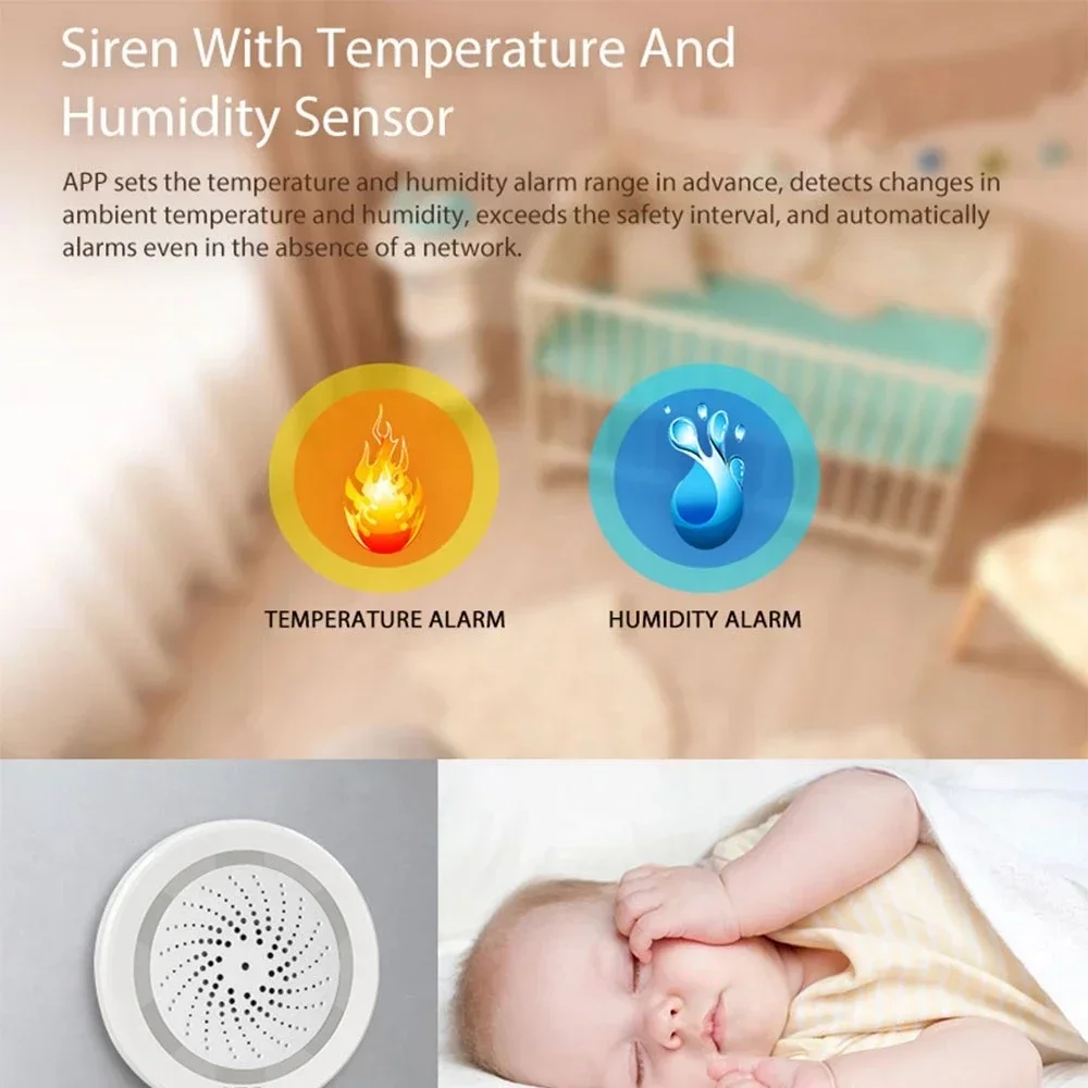 Tuya WiFi Sirene Alarm Sensor 90dB Smart Wireless Sirene Alarm Sensor USB Power Über iOS Android Smart Leben APP Benachrichtigung
